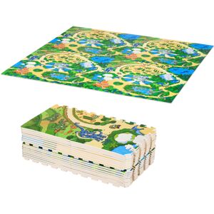 Homcom Tappeto Puzzle per Bambini 36 Pezzi con 24 Bordi,Tappeti bimbi in Schiuma EVA Antiscivolo,Area Coperta 3.24㎡,Fantasia con Natura e Dinosauri