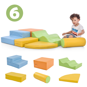 Gl Store Set di 6 Grandi Blocchi da Costruzione per Giocare e Arrampicarsi con Scala e Scivolo per Bambini in Età Prescolare e Neonati, Blocchi Morbidi e Colorati, Giallo