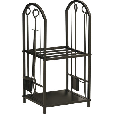 Outsunny Portalegna per Camino a 2 Ripiani in Metallo con Paletta, Porta legna con Scopa, Attizzatoio e Pinza, 41.5x32.5x74.5 cm, Nero Aosom Italy Outsunny Portalegna per Camino a 2 Ripiani in Metallo con Paletta, Porta legna con Scopa, Attizzatoio e Pinza, 41.5x32.5x74.5 cm, Nero Aosom Italy
