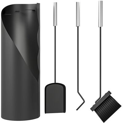 Outsunny Set di Utensili per Camino da 4 Pezzi in Metallo con Scopa, Paletta, Attizzatoio e Secchio 20x20x65 cm Argentato Aosom Italy Outsunny Set di Utensili per Camino da 4 Pezzi in Metallo con Scopa, Paletta, Attizzatoio e Secchio 20x20x65 cm Argentato Aosom Italy