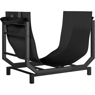 Outsunny Porta Legna in Metallo con Borsa da Trasporto Rimovibile in Tessuto Oxford, 53x33x43 cm, Nero Aosom Italy Outsunny Porta Legna in Metallo con Borsa da Trasporto Rimovibile in Tessuto Oxford, 53x33x43 cm, Nero Aosom Italy