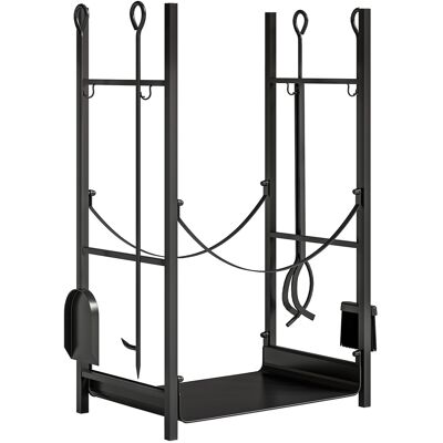 Outsunny Portalegna per Camino da Interno ed Esterno in Metallo con Paletta, Scopa, Attizzatoio e Pinza,44.5x29.5x73cm, Nero Aosom Italy Outsunny Portalegna per Camino da Interno ed Esterno in Metallo con Paletta, Scopa, Attizzatoio e Pinza,44.5x29.5x73cm, Nero Aosom Italy