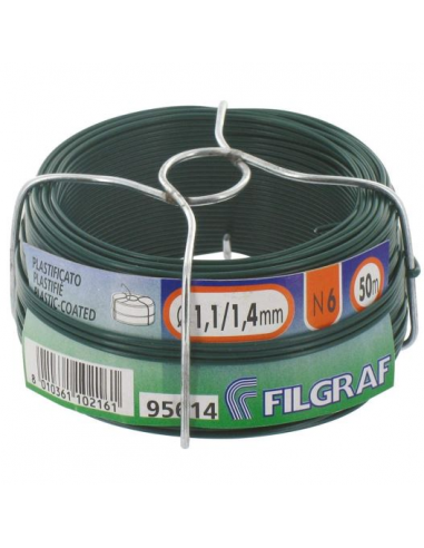 filgraf filo di ferro diametro 1,4 mm n6 zincato e plastificato 50 metri verde
