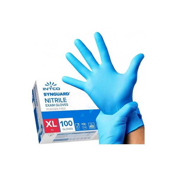 intco medical 100 guanti monouso taglia xl in nitrile azzurri intco synguard