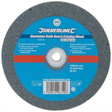 Silverline Mola Fine 60 Grit 150x20mm Per Smerigliatrice Da Banco In Ossido Di Alluminio Silverline Mola Fine 60 Grit 150x20mm Per Smerigliatrice Da Banco In Ossido Di Alluminio