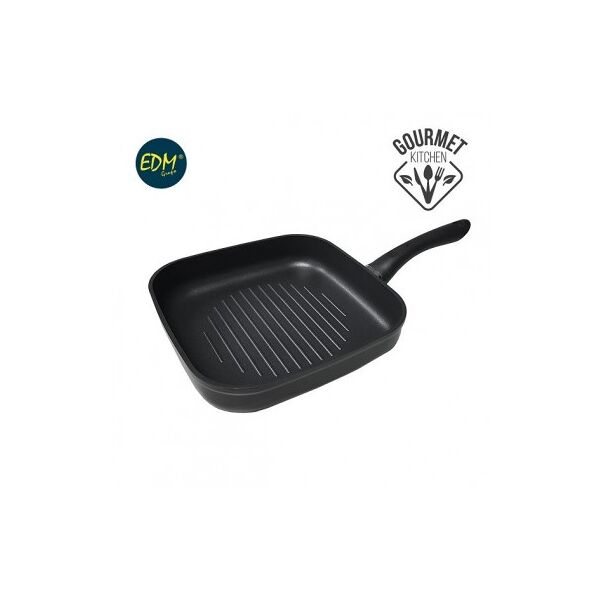 edm product padella grill  alluminio antiaderente  professionale dimensioni 24x24x5 cm per tutti i tipi di piani cottura.