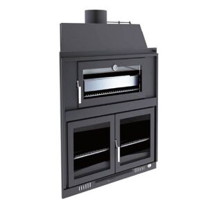 FM CALEFACCION Barbecue BBQ Focolare a legna 100 cm - Forno in acciaio inox. - Vassoio da 60...