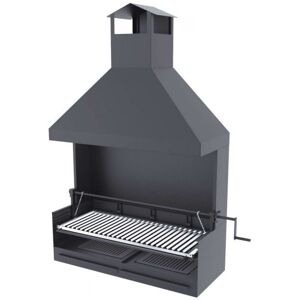 FM CALEFACCION Barbecue a carbonella e legna Griglia in acciaio inox da 100 cm - Con solleva...