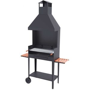 FM CALEFACCION Barbecue a carbonella e legna Griglia in acciaio inox da 80 cm - Carrello, Co...