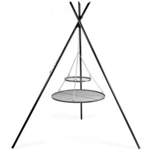 COOK KING Barbecue Treppiede “TIPI” da 210 cm con 2 Griglie in Acciaio Naturale 70 cm +...