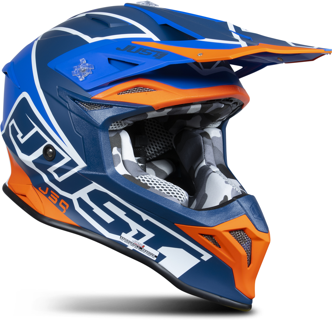 Just1 Casco Cross  J39 Thruster Blu-Arancio-Bianco