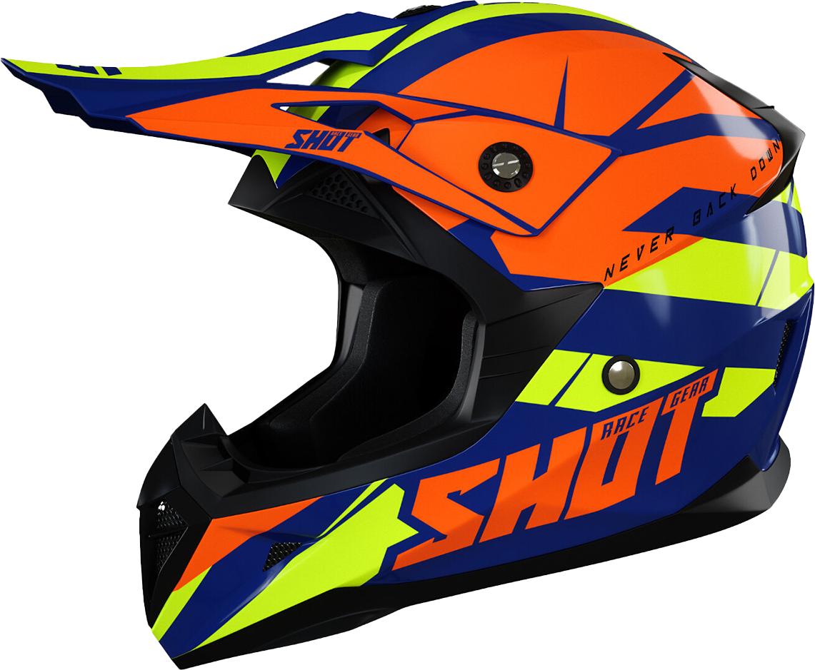 Shot Race Gear Casco Cross Shot Pulse Revenge Blu-Arancio-Giallo