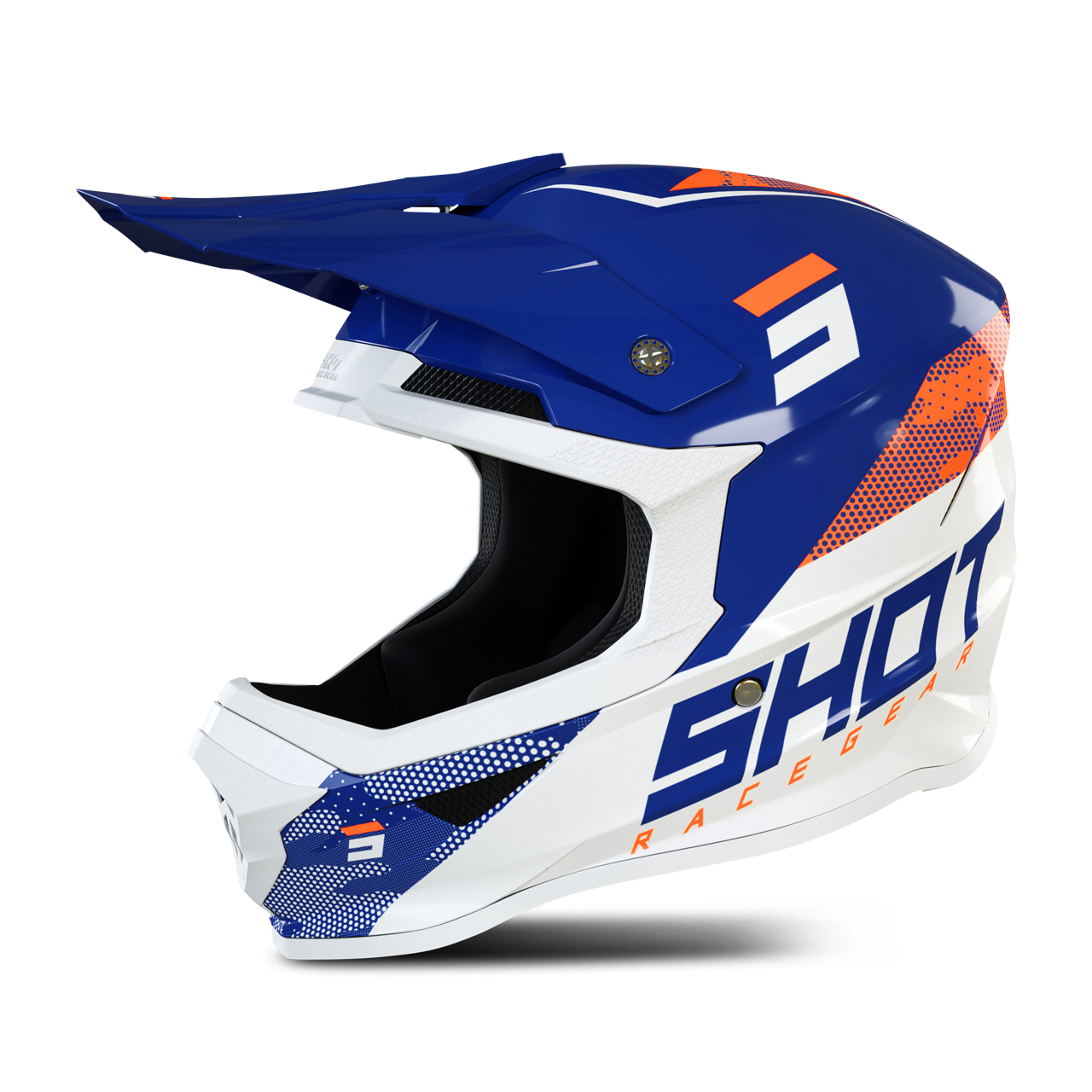 Shot Race Gear Casco Cross Shot Furious Camo Camo-Blu-Arancio