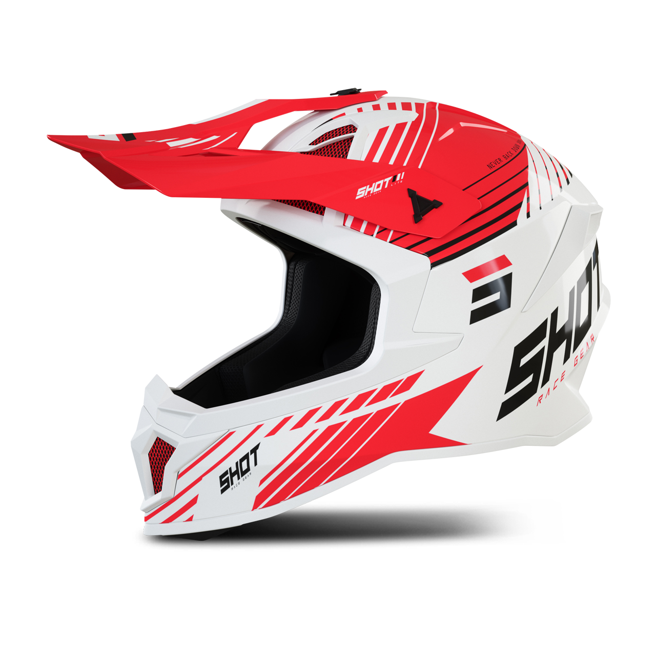 Shot Race Gear Casco Cross Shot Lite Fury Bianco-Rosso