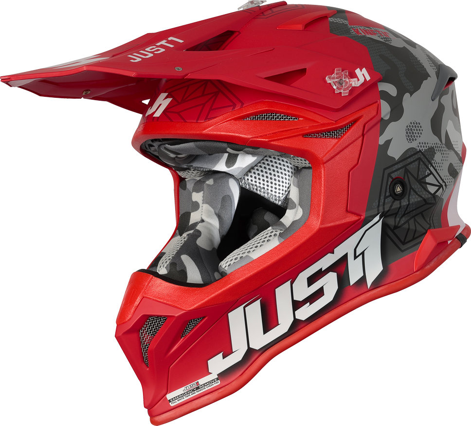 Just1 Casco Cross  J39 Kinetic Camo-Nero-Rosso