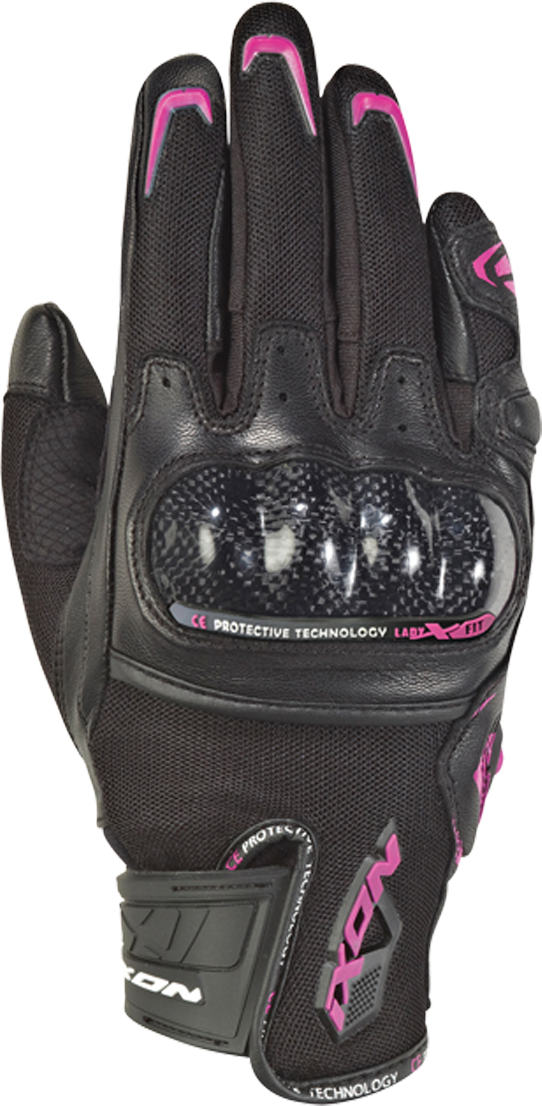 Ixon Guanti Moto Donna  RS Rise Air Nero-Fucsia