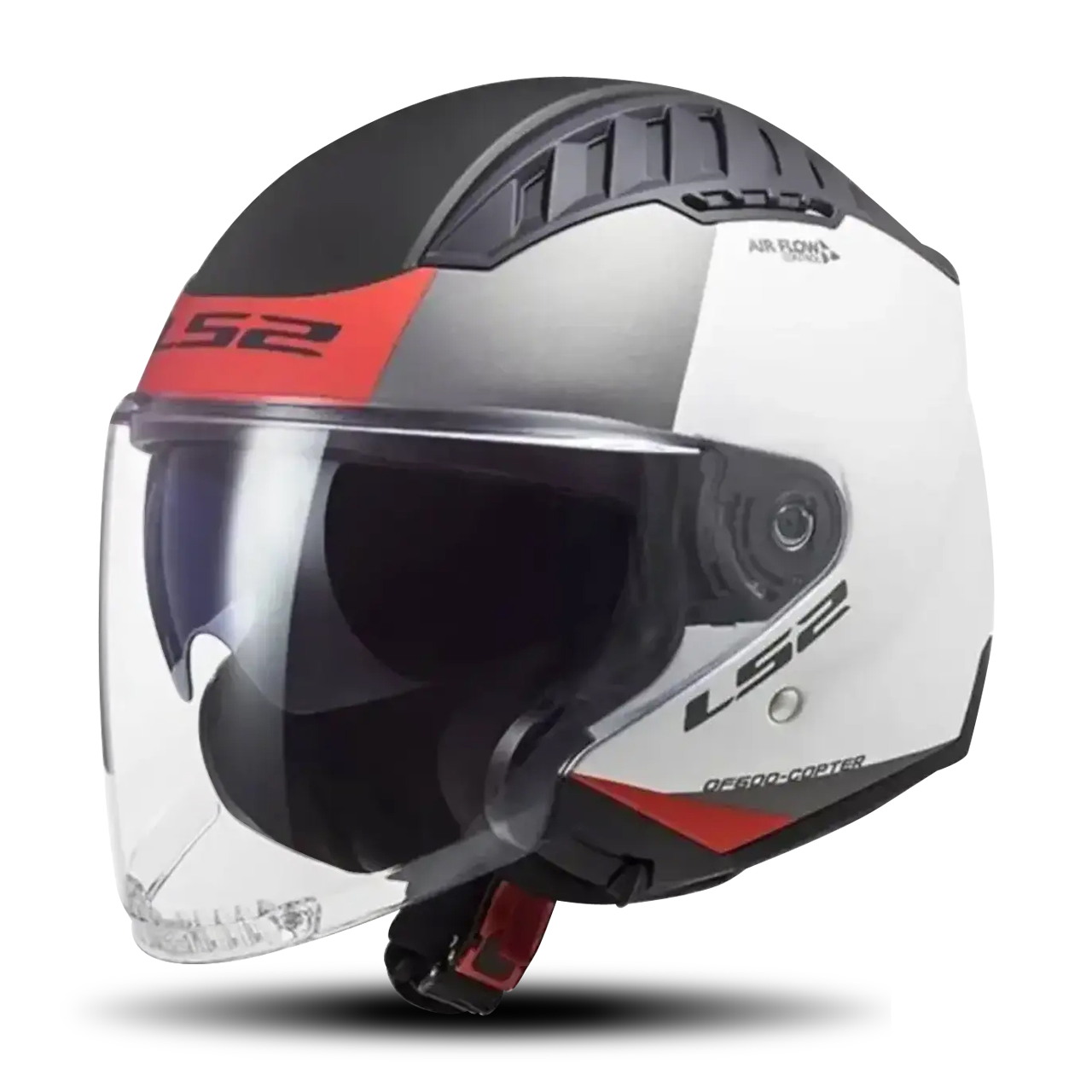 LS2 Casco Jet  OF600 Copter II Urbane Bianco Opaco-Rosso