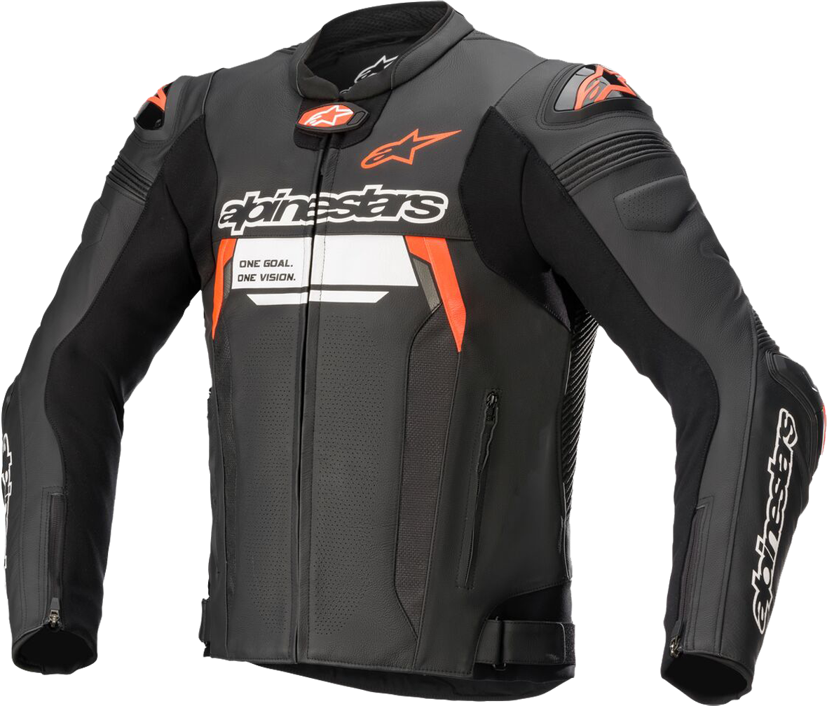 Alpinestars Giacca Moto in Pelle  Missile V2 Ignition Nero-Rosso