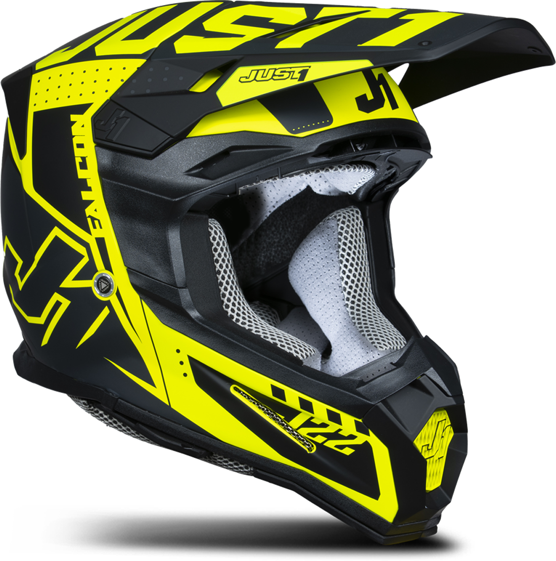 Just1 Casco Cross  J22 F Falcon Nero-Titanio-Giallo Fluo