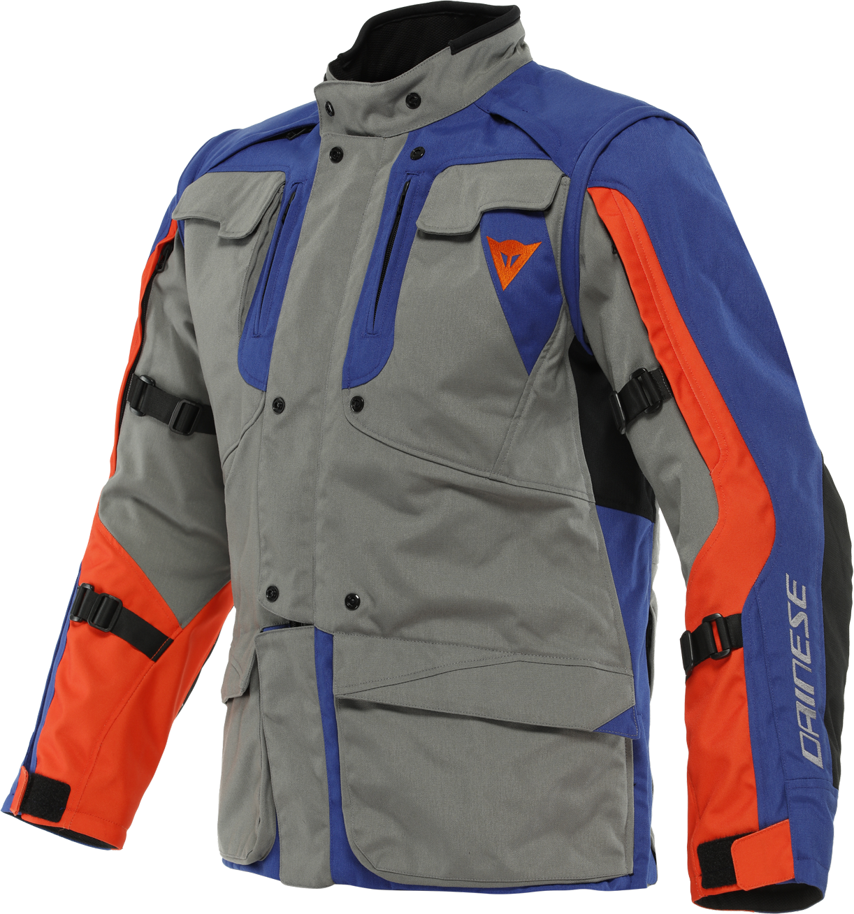 Dainese Giacca Moto  Alligator Tex Carbone-Blu-Rosso Fluo