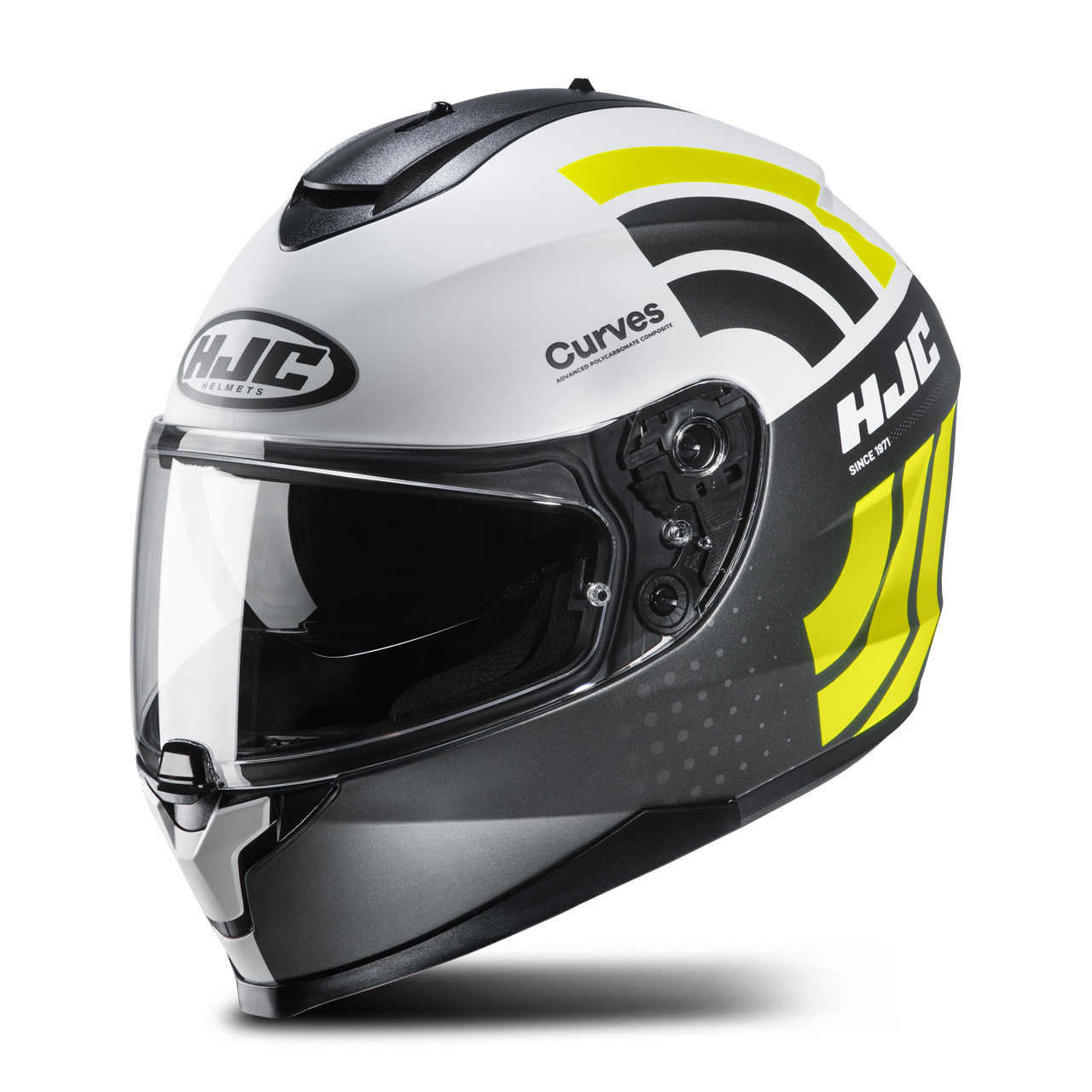 HJC Casco Integrale  C70 Curves MC4HSF Bianco-Grigio-Giallo Fluo