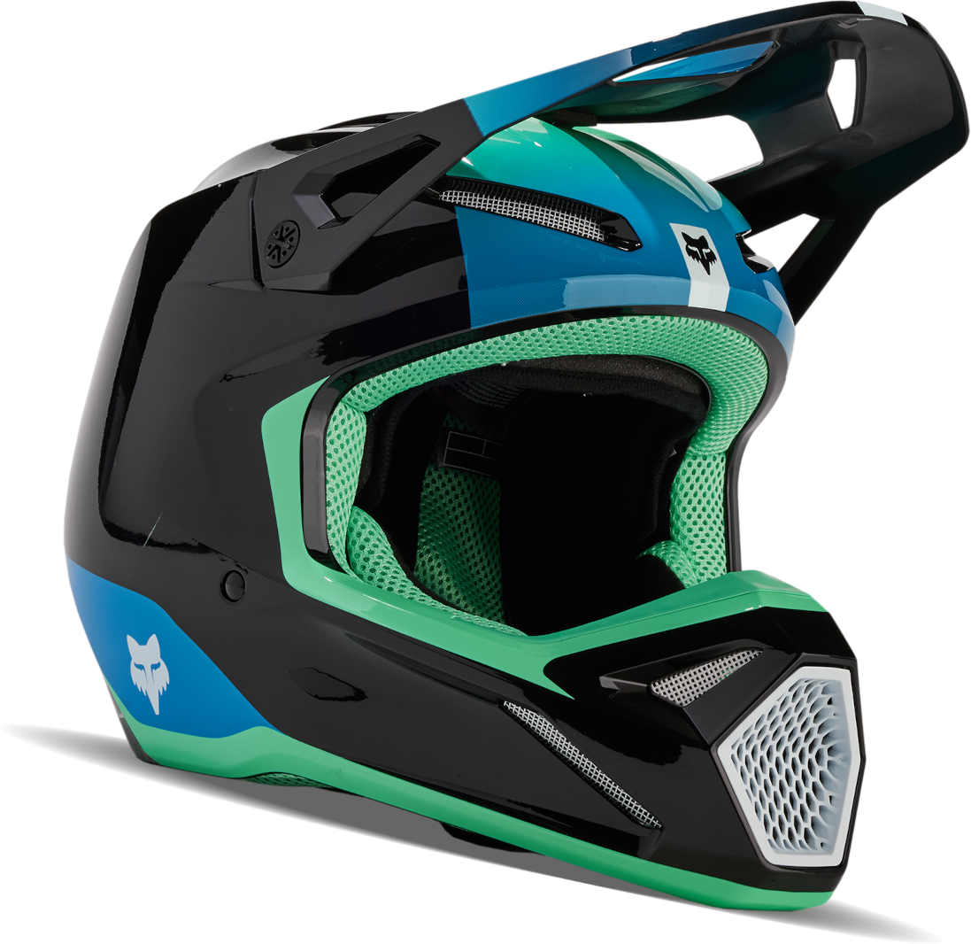 FOX Casco Cross  Racing V1 Ballast Nero-Blu