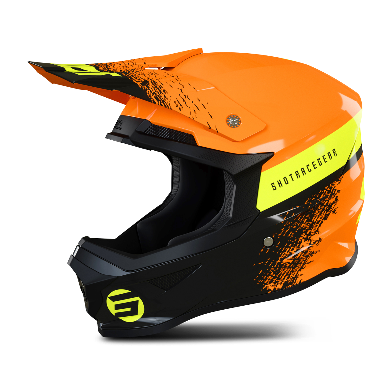 Shot Race Gear Casco Cross Bambino Shot Furious Roll Arancio-Neon-Giallo