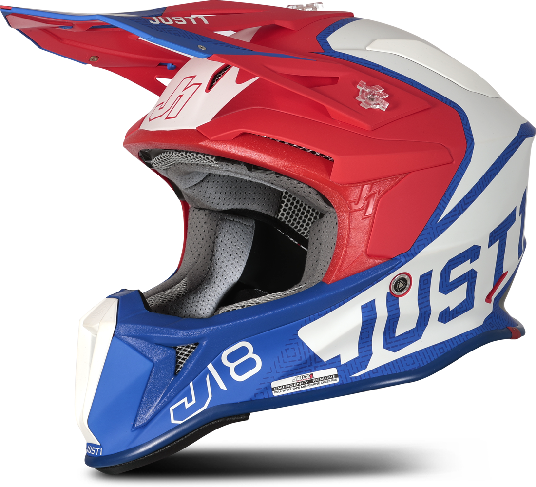 Just1 Casco Cross  J18 Mips Vertigo Blu-Bianco-Rosso