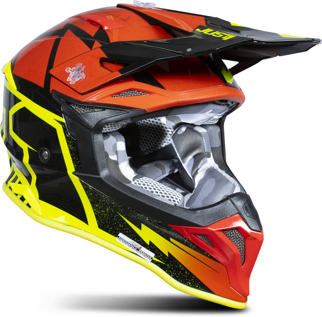 Just1 Casco Cross  J39 Poseidon Nero-Giallo Fluo-Rosso