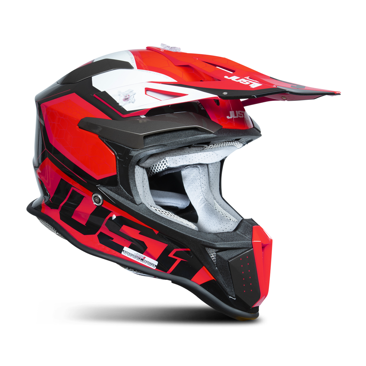 Just1 Casco Cross  J18 F Hexa Rosso-Bianco-Nero-Titanio