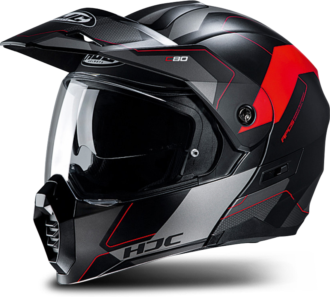 HJC Casco Modulare  C80 Rox Nero-Rosso