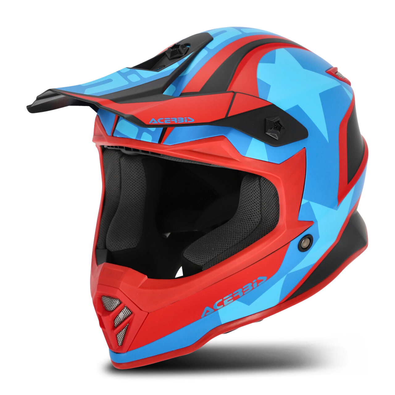 Acerbis Casco Cross Bambino  Impact Steel Rosso-Blu