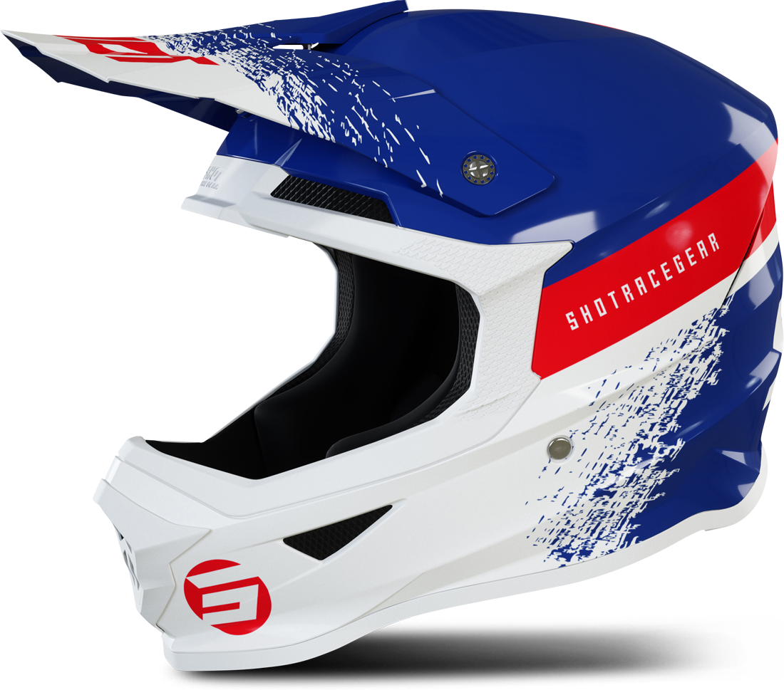 Shot Race Gear Casco Cross Bambino Shot Furious Roll Blu-Bianco-Rosso