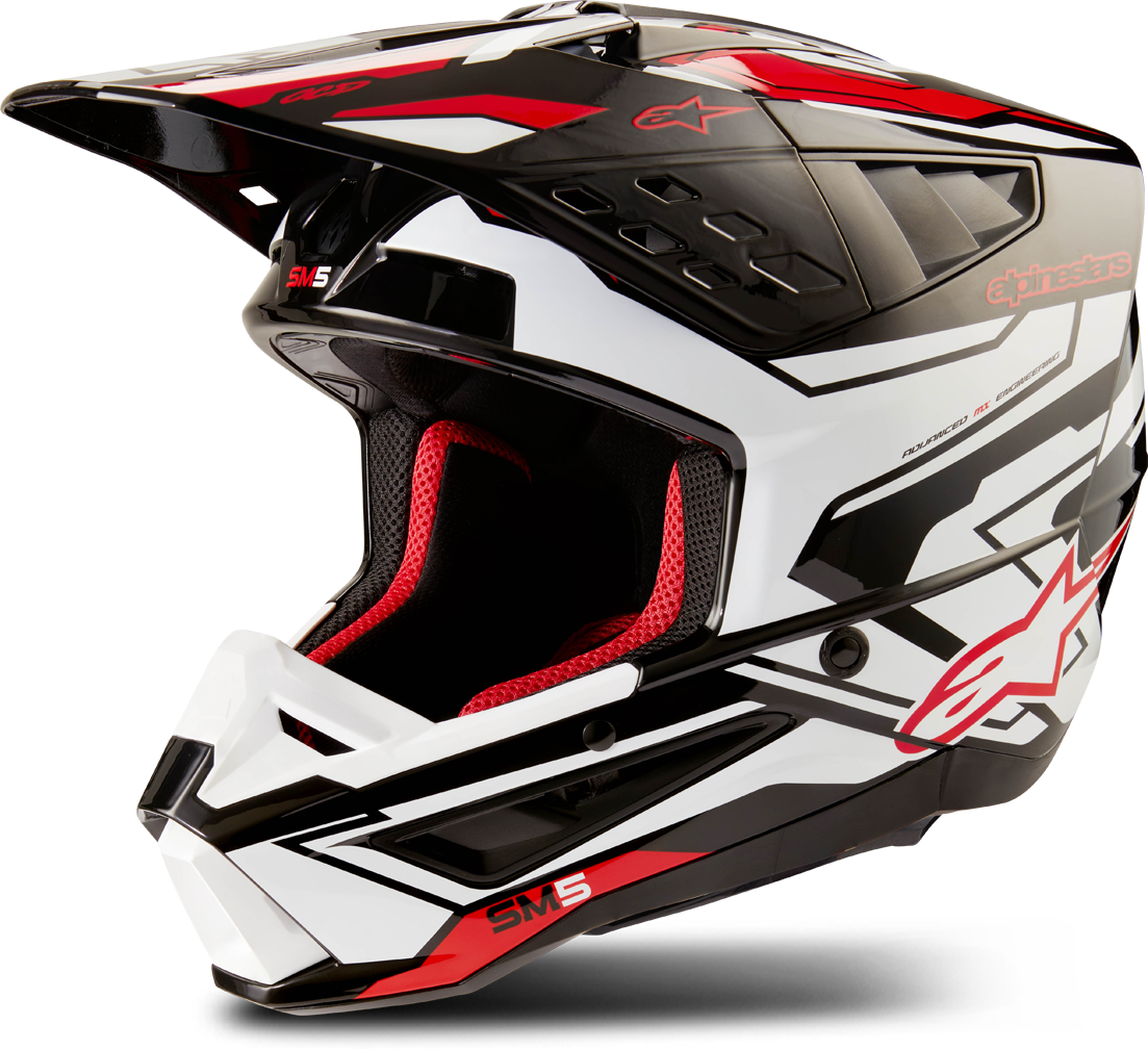 Alpinestars Casco Cross  SM5 Action 2 Nero-Bianco-Rosso