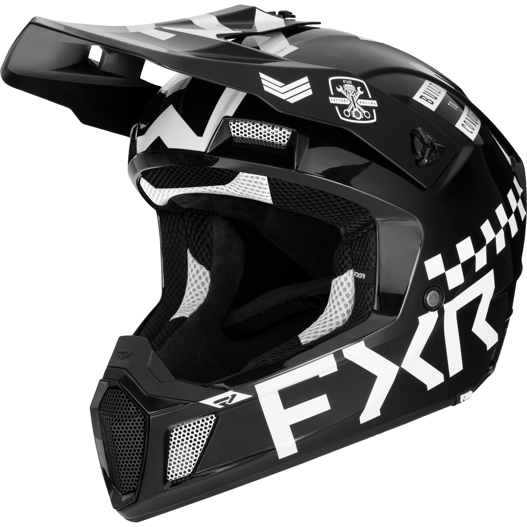 FXR Casco Cross  Clutch Gladiator Nero-Bianco