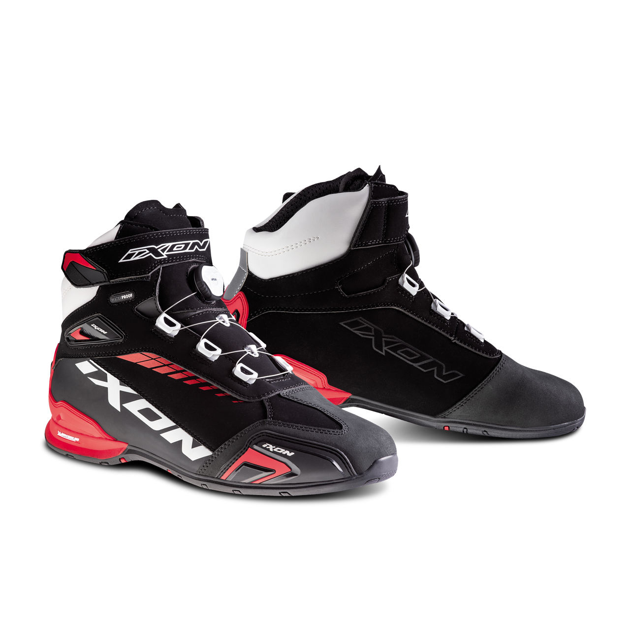 Ixon Scarpe Moto  Bull WP Nero-Bianco-Rosso