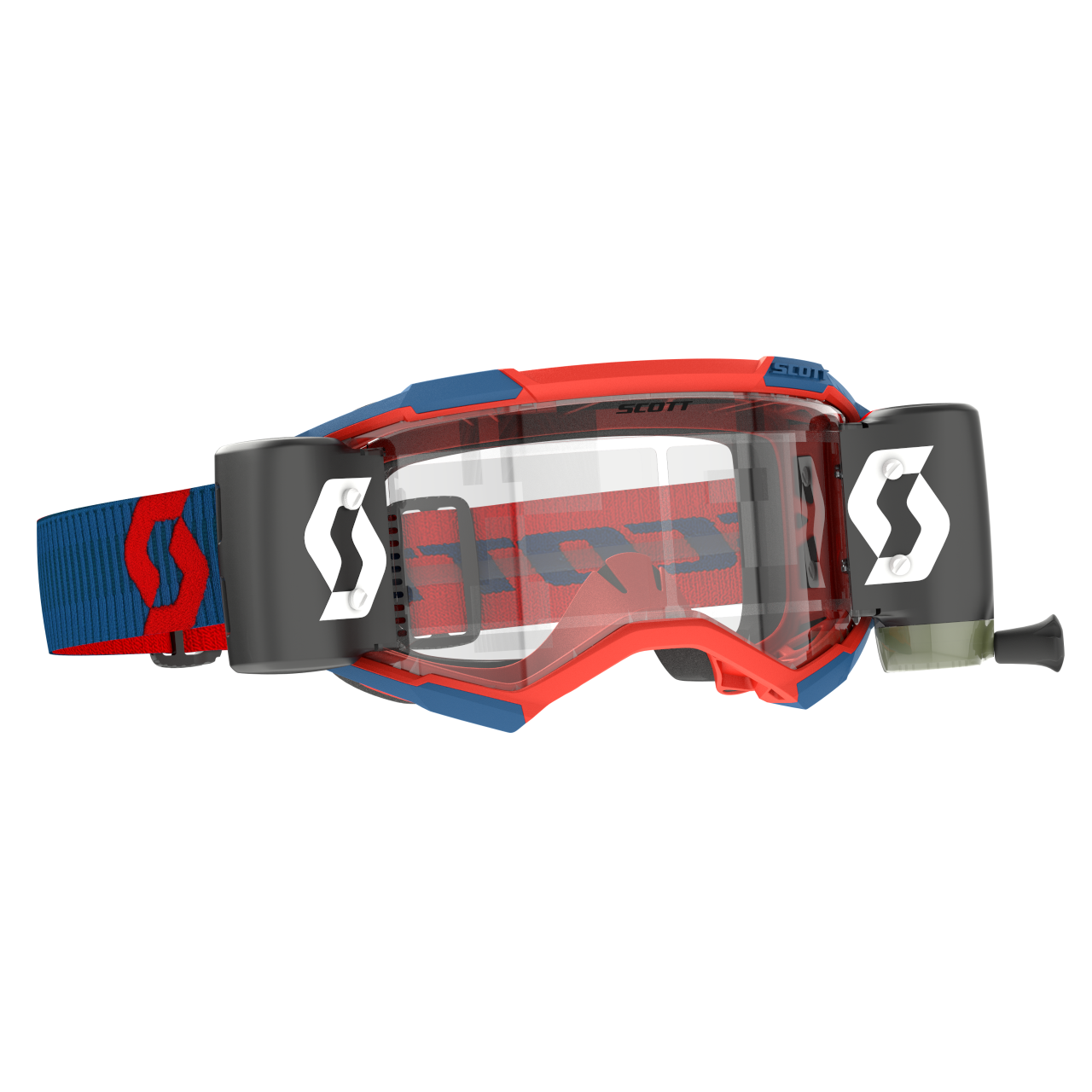 Scott Maschera Cross  Fury Works Blu Scuro-Rosso Neon-Trasparente