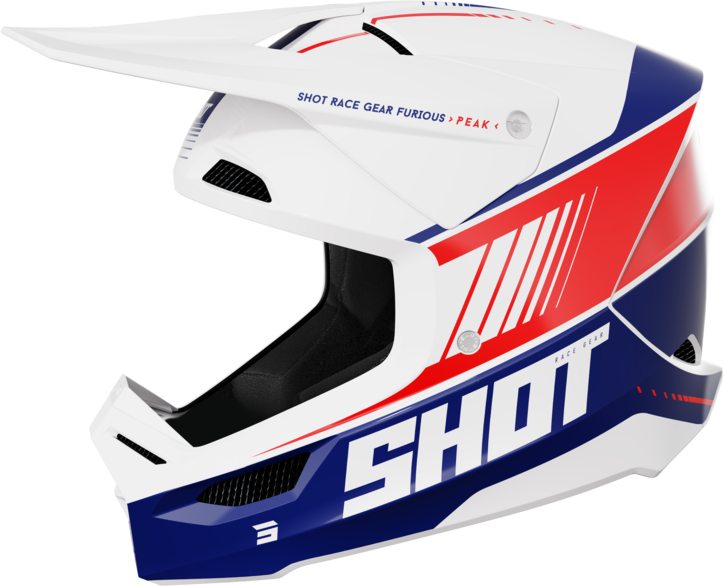 Shot Race Gear Casco Cross Shot Furious Peak Blu-Rosso