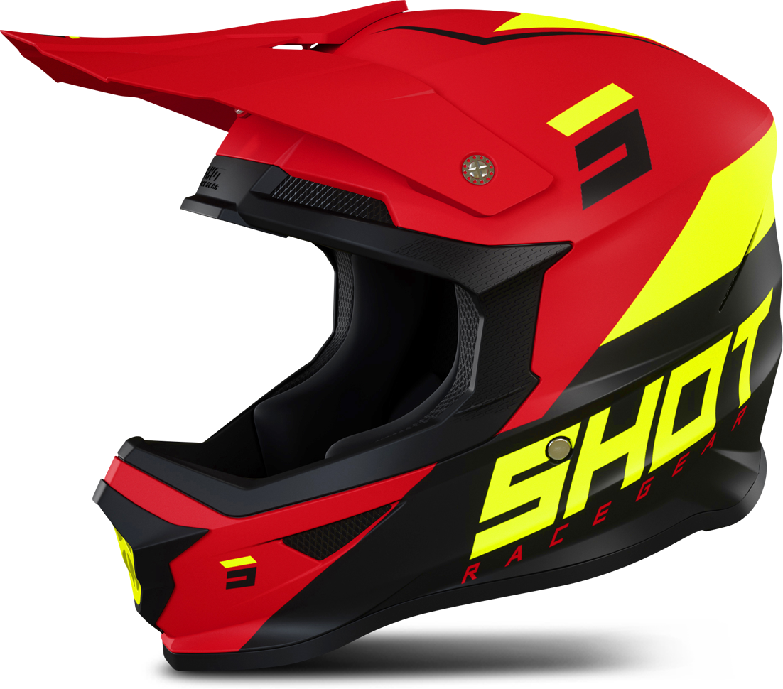 Shot Race Gear Casco Cross Shot Furious Chase Rosso-Neon-Giallo