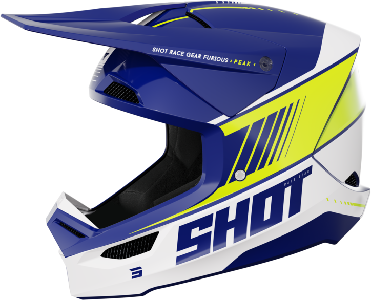 Shot Race Gear Casco Cross Shot Furious Peak Blu-Giallo Neon