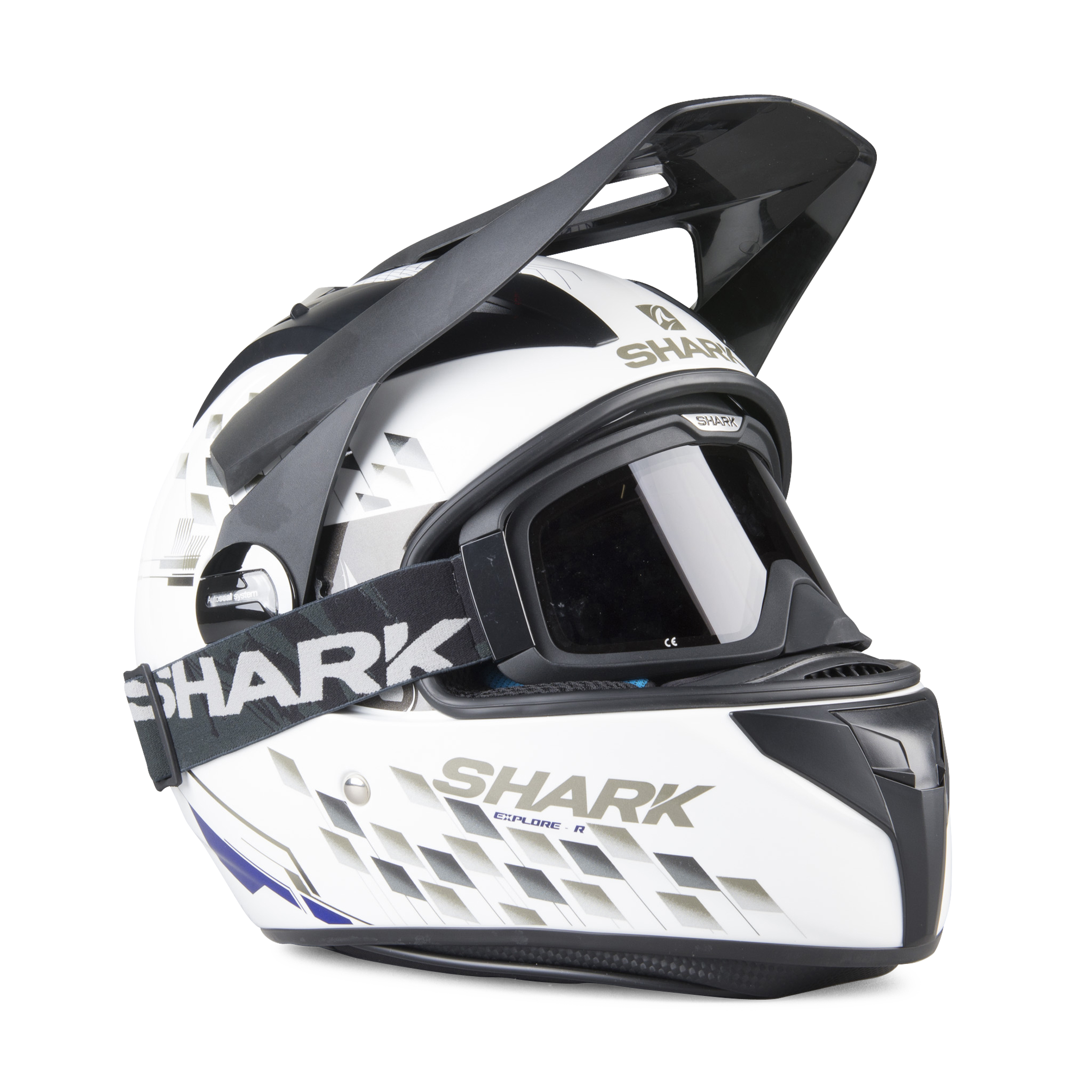 Shark Casco Adventure Explore-R Arachneus Bianco-Grigio-Blu