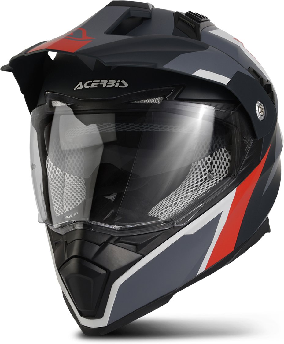 Acerbis Casco Adventure Flip FS-606 Grigio-Rosso