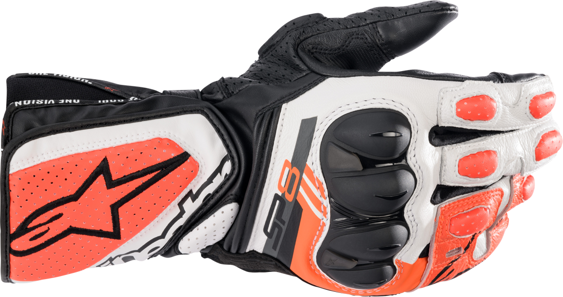 Alpinestars Guanti Moto SP-8 V3 Nero-Bianco-Rosso Fluo