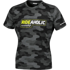 Macna T-Shirt Donna  Dazzle Rideaholic Nero-Grigio-Giallo Fluo