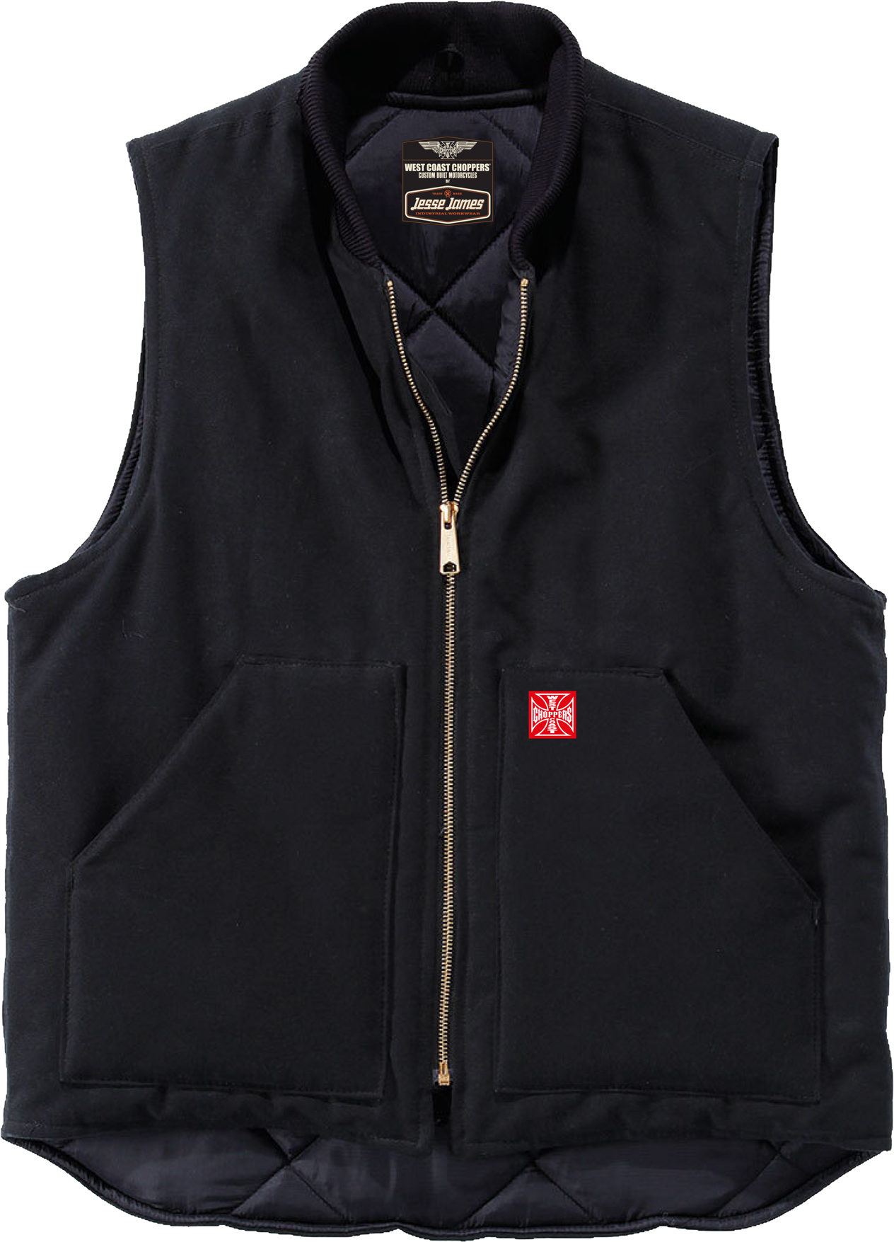 West Coast Choppers Gilet  Heavy Duty Canvas Nero