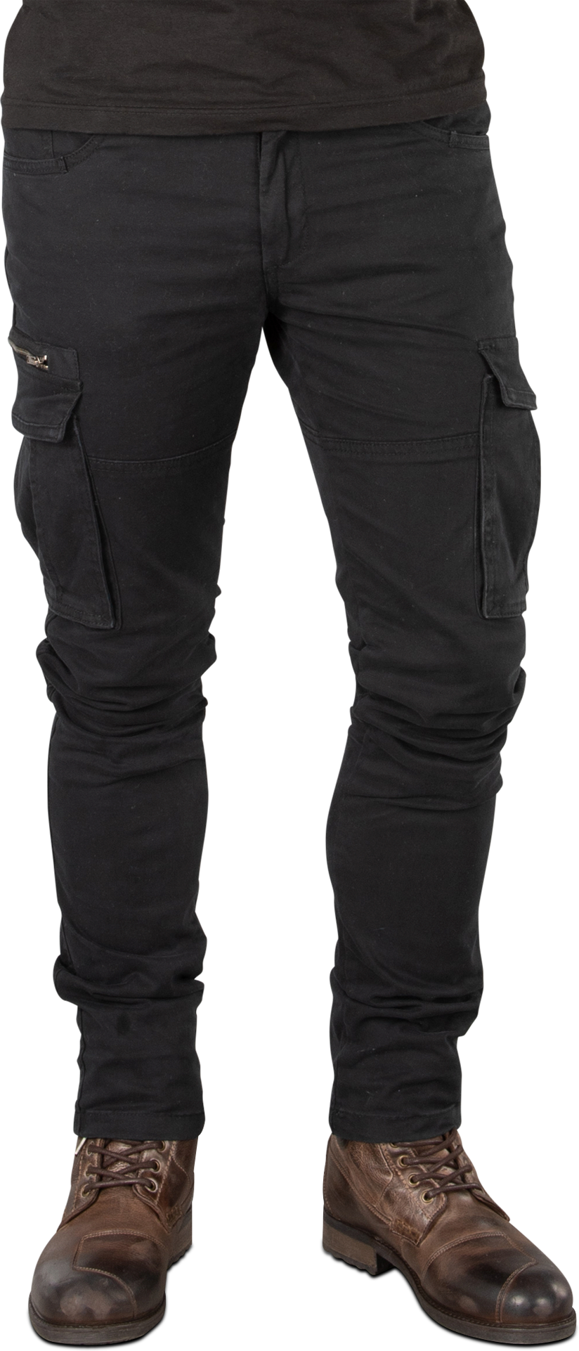 Course Pantaloni Cargo Moto  Caféman Rinforzati in Aramide Tapered Fit Neri