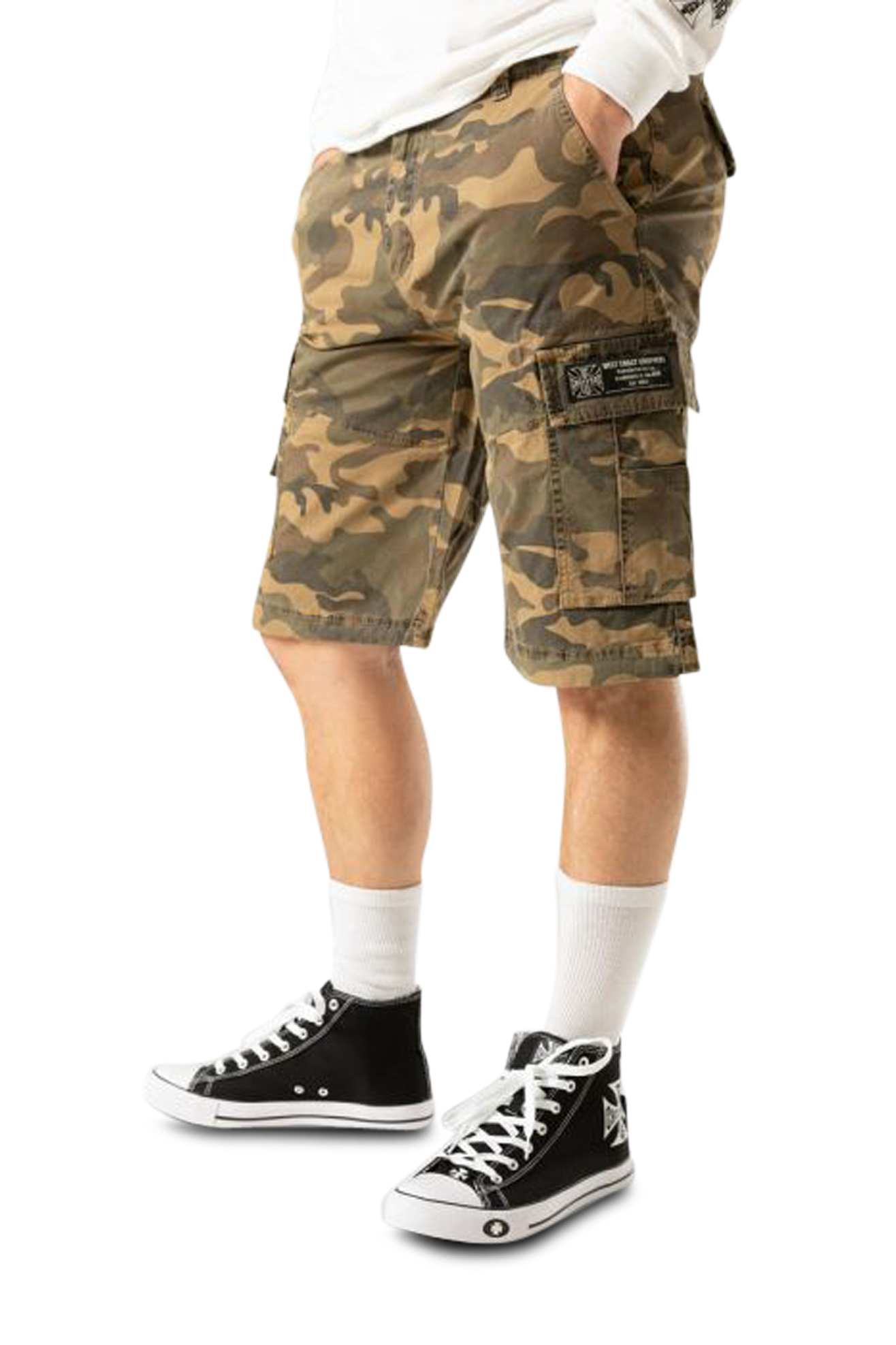 West Coast Choppers Pantaloncini  CFL Cargo Vintage Woodland Camo