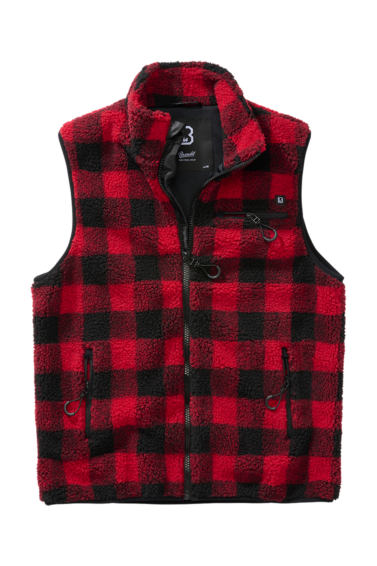 Brandit Gilet  Teddyfleece Rosso-Nero