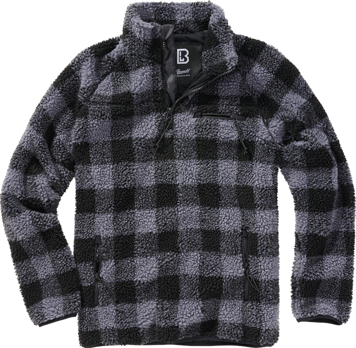 Brandit Giacca  Teddyfleece Troyer Nero-Grigio