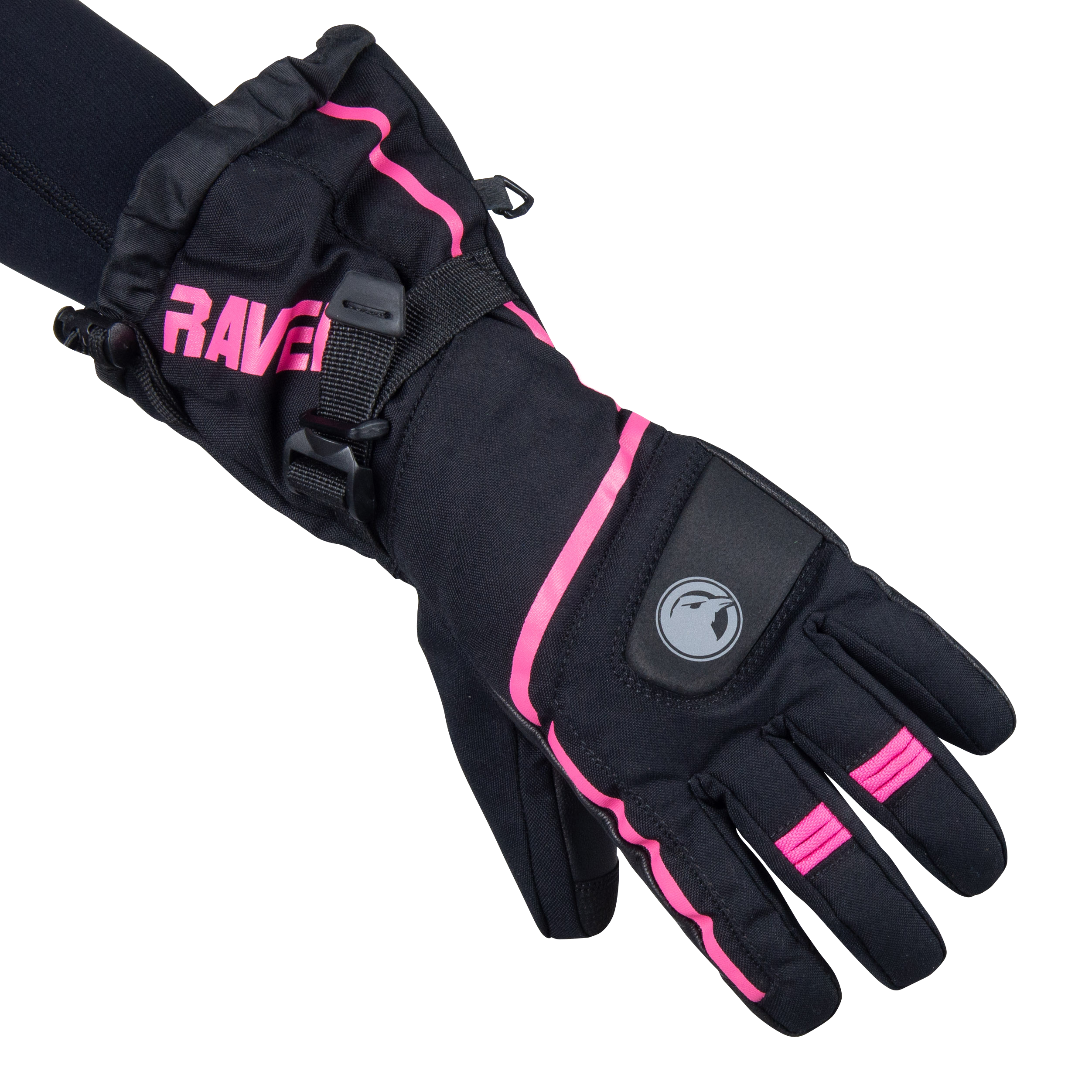 Raven Guanti Donna  Yeti Nero-Rosa